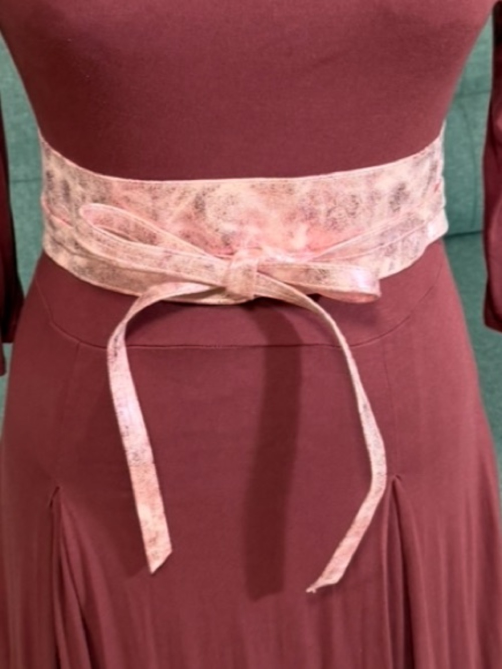 Cinched pink metallic marbled Obi wrap fitted belt One Size